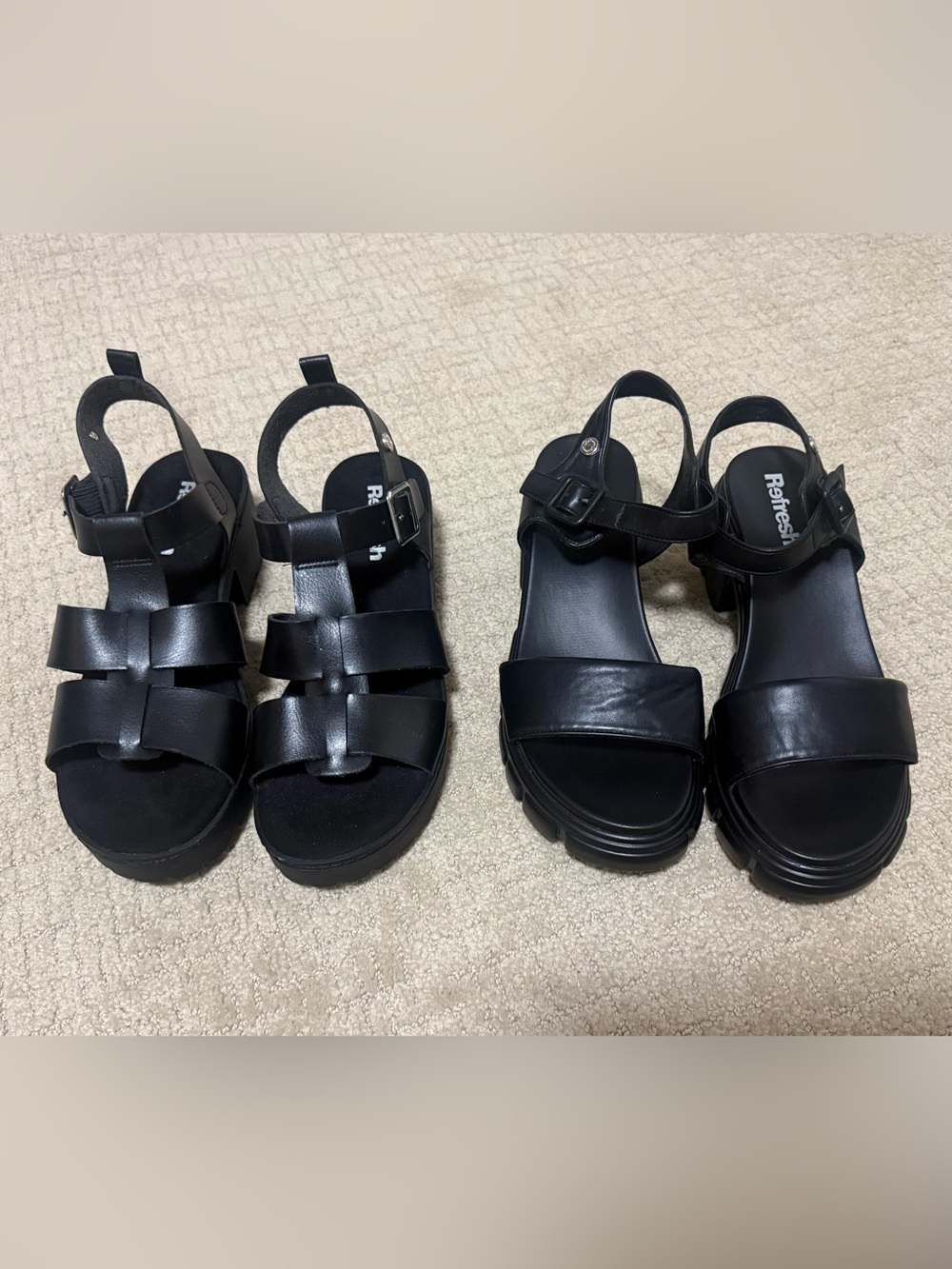 Refresh Women's Black Chunky Platform Sandals - Lightweight - BOGO